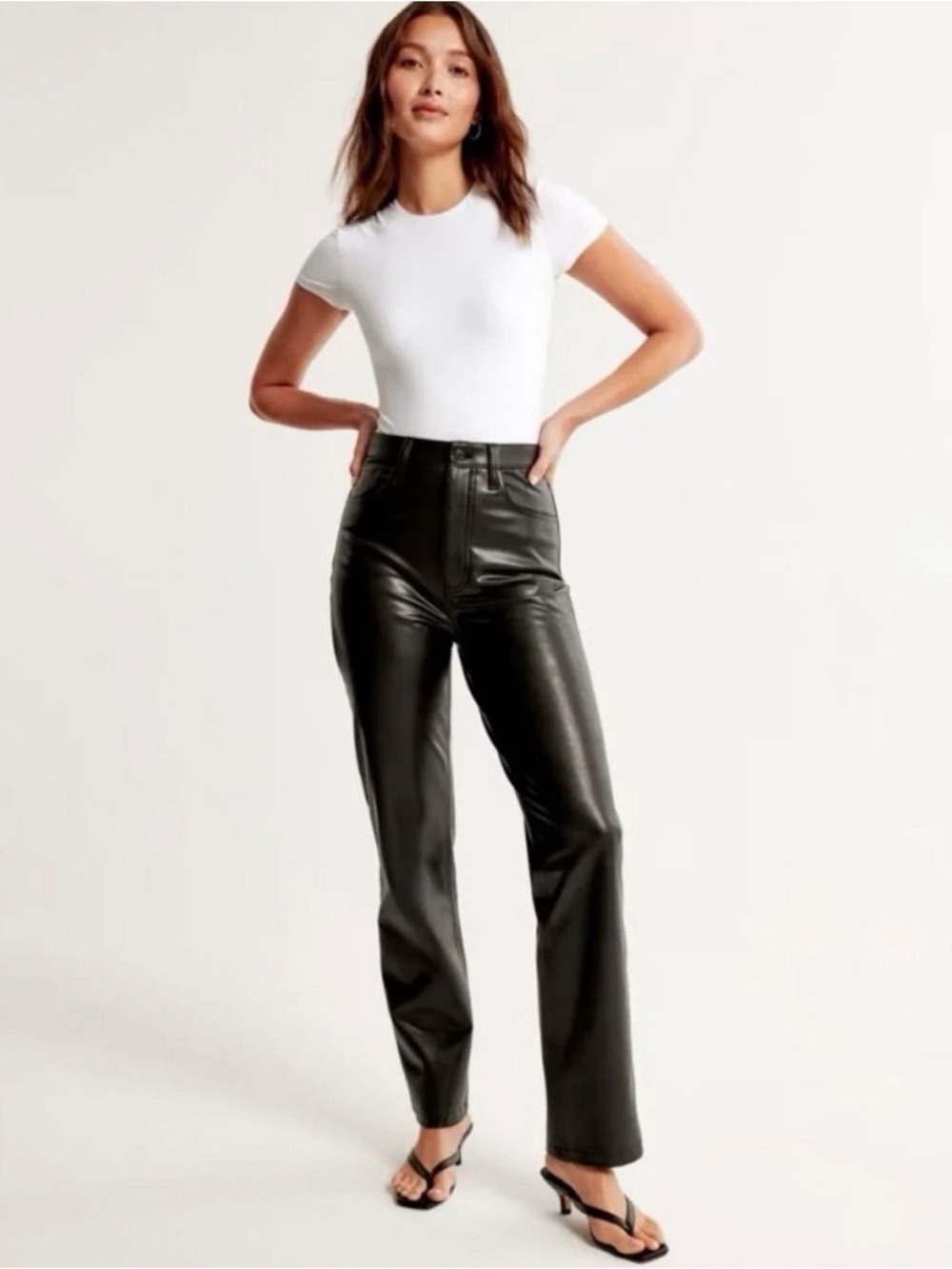 Abercrombie & Fitch High-Rise Faux Leather Straight Leg Pants - Black Size 29
